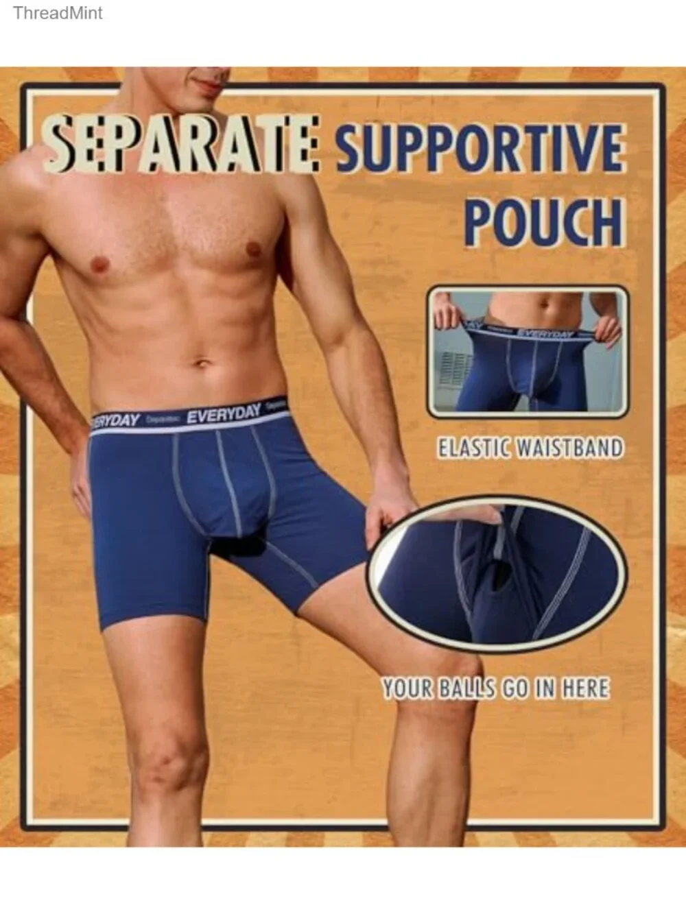 Men's Dual Pouch Cotton Boxer Briefs Breathable Tagless Multipack